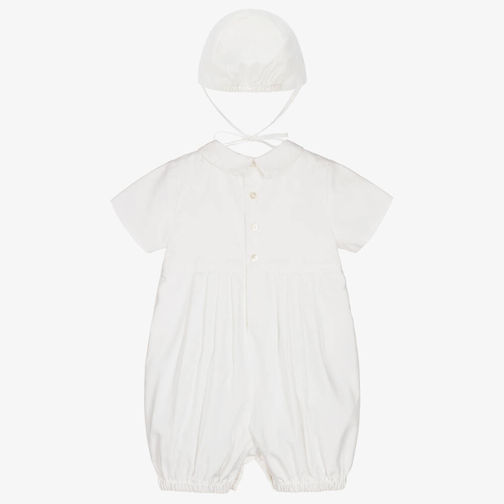 Sarah Louise-Кремовый хлопковый песочник и шапочка | Childrensalon