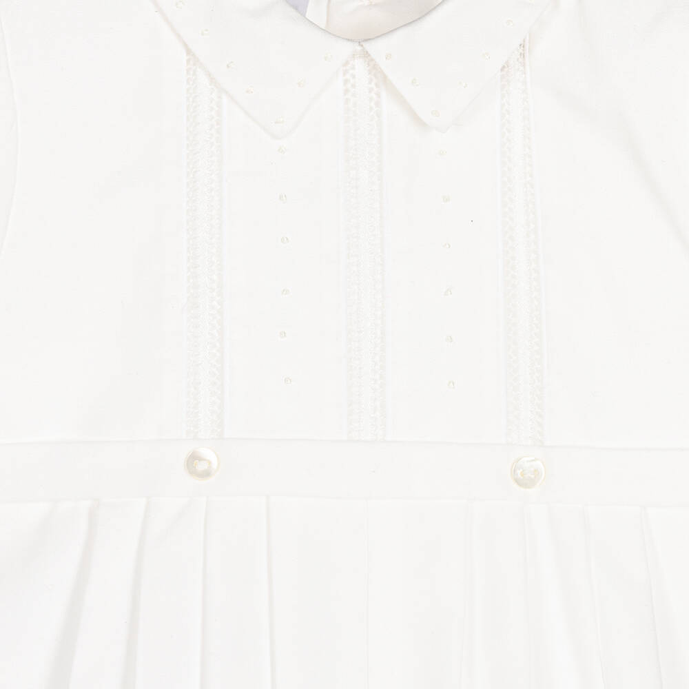 Sarah Louise-Кремовый хлопковый песочник и шапочка | Childrensalon