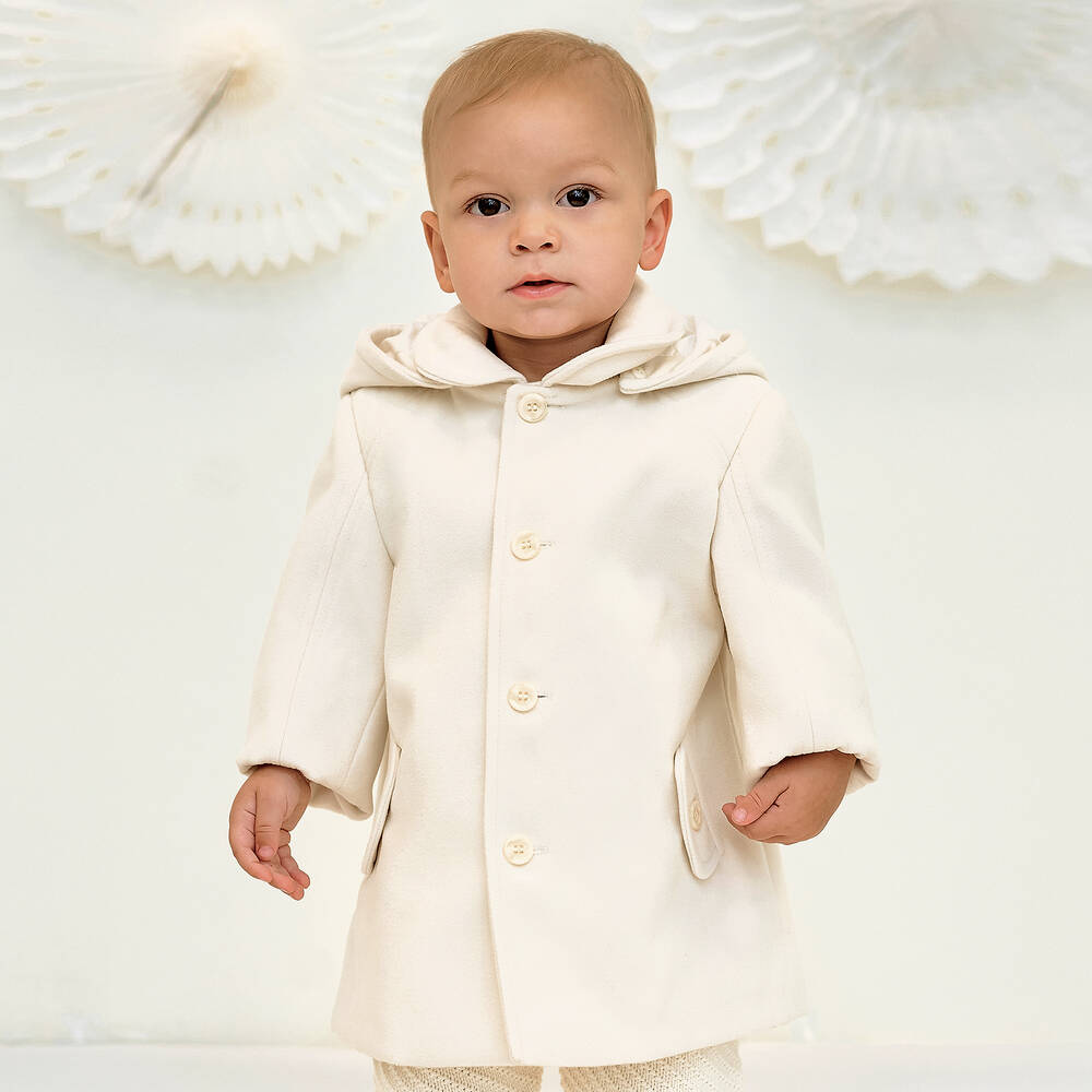 Sarah Louise-Кремовое пальто с капюшоном | Childrensalon