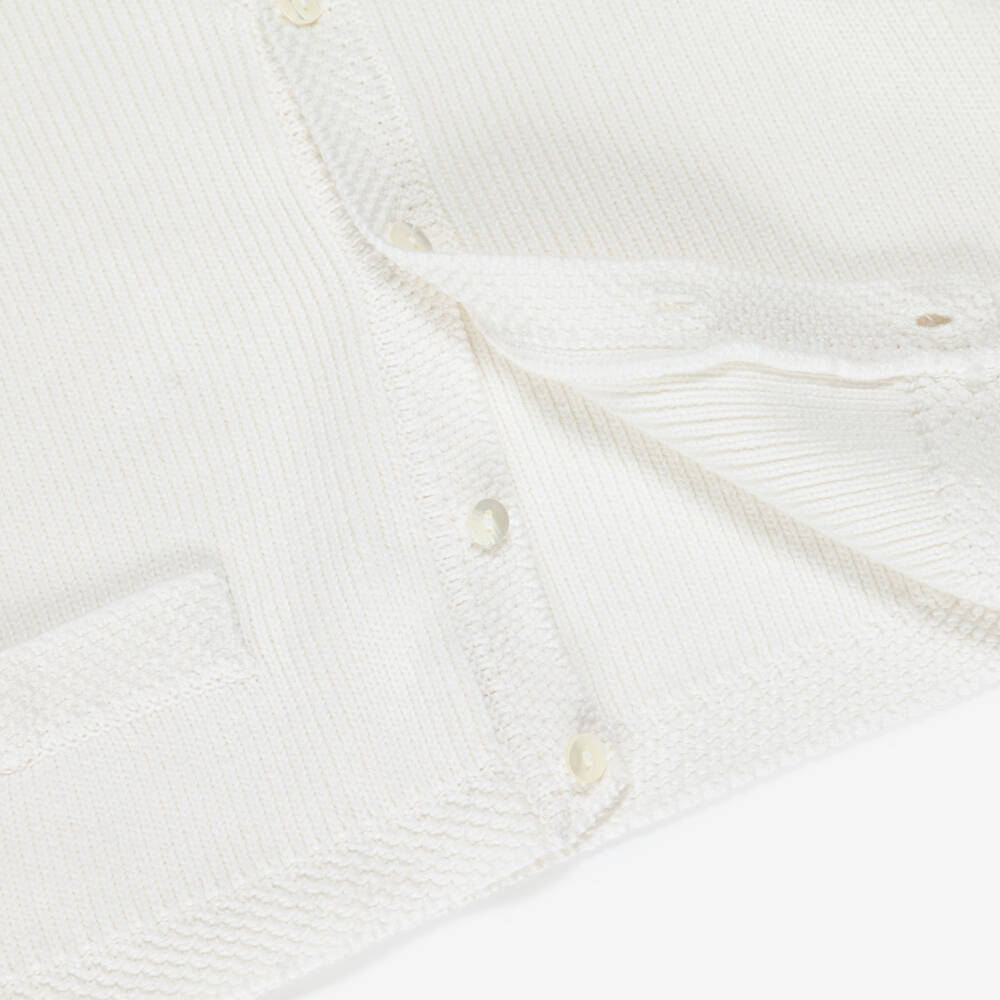 Sarah Louise-كارديغان قطن محبوك لون عاجي للأولاد | Childrensalon