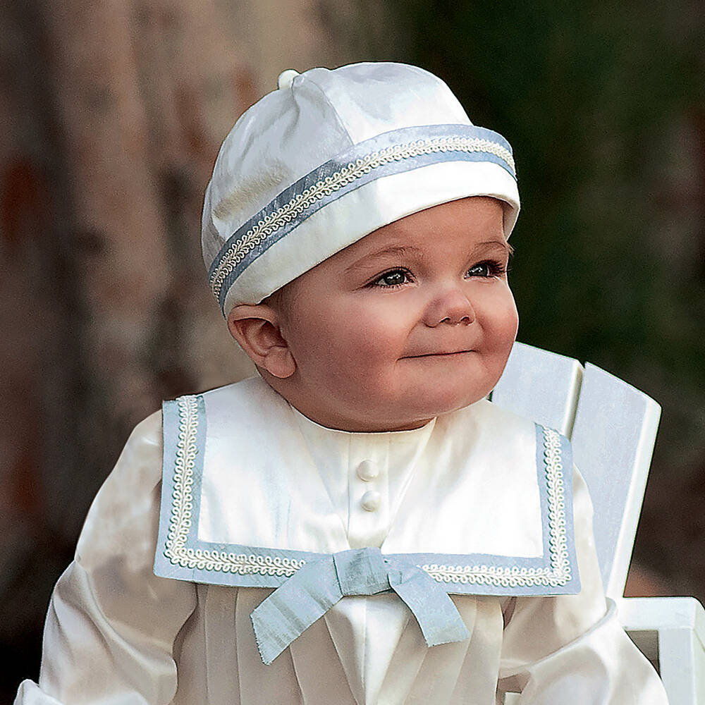 Sarah Louise-Boys Ivory Silk Babysuit Set | Childrensalon