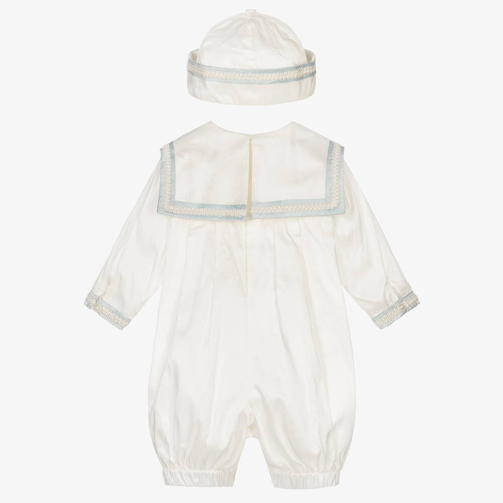 Sarah Louise-Boys Ivory Silk Babysuit Set | Childrensalon