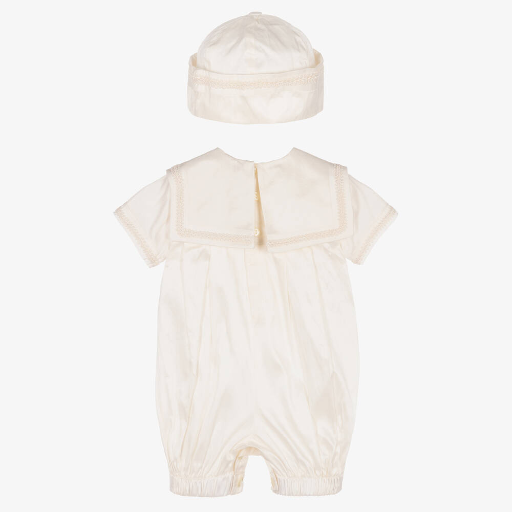Sarah Louise-Boys Ivory Silk Babysuit Set | Childrensalon