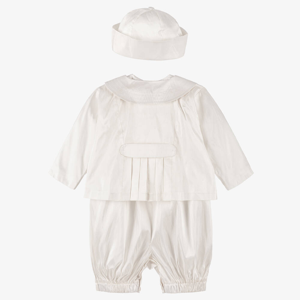 Sarah Louise-Boys Ivory Silk Taffeta Babysuit Set | Childrensalon
