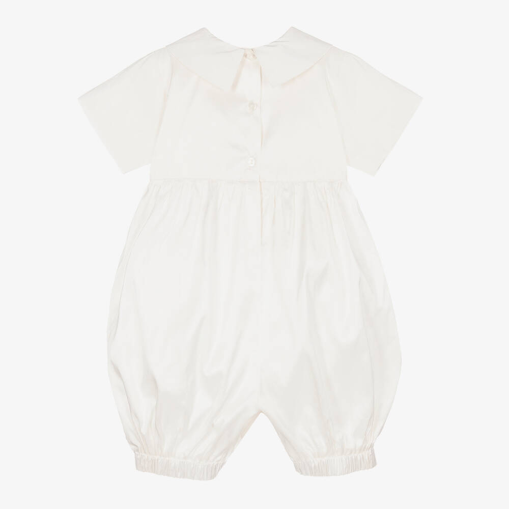 Sarah Louise-Boys Ivory Silk Taffeta Babysuit Set | Childrensalon