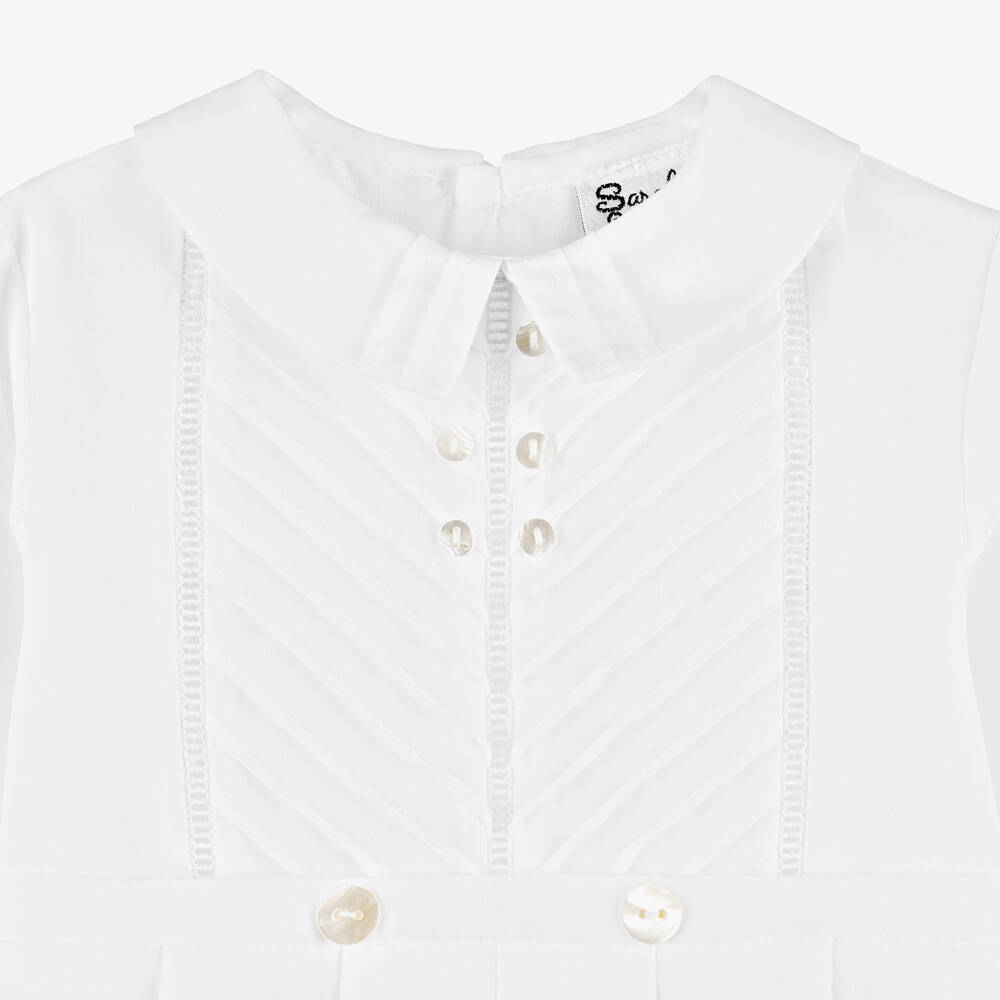 Sarah Louise-Boys White Cotton Babysuit Set | Childrensalon