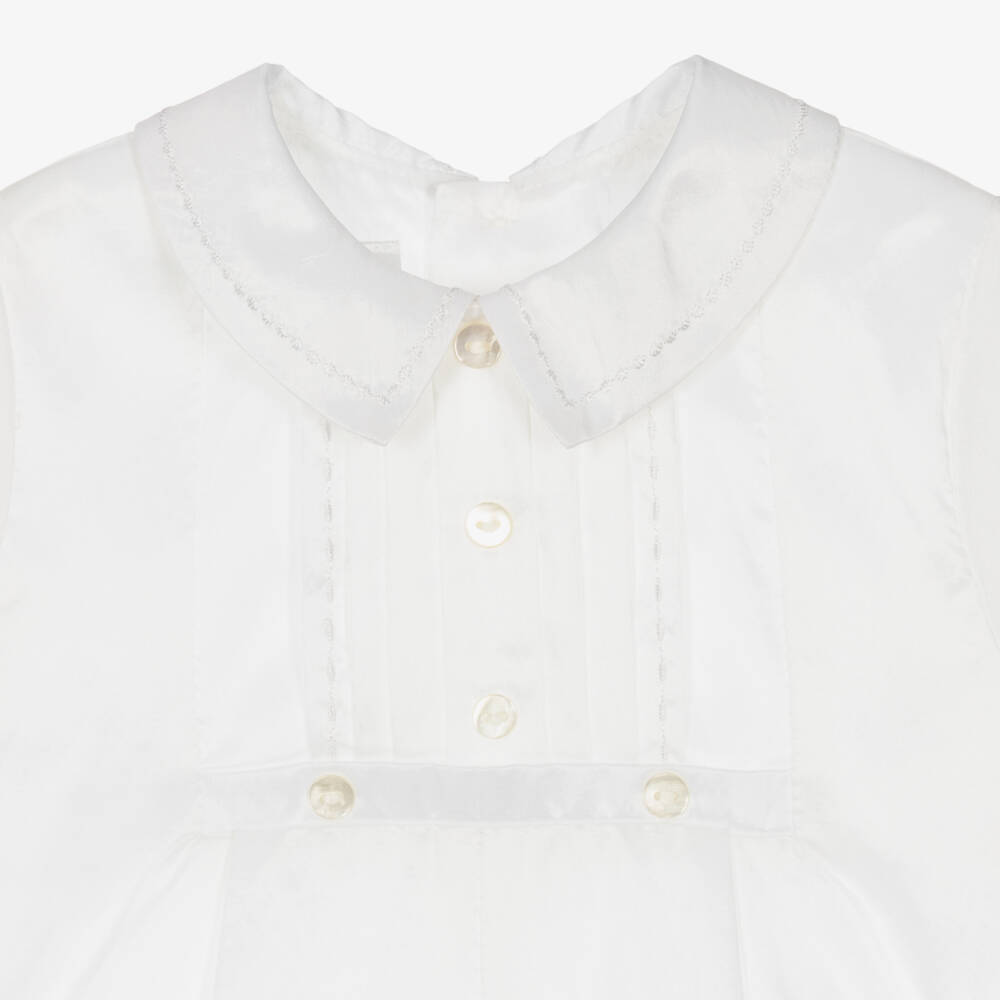 Sarah Louise-Boys White Satin Shortie & Hat Set | Childrensalon