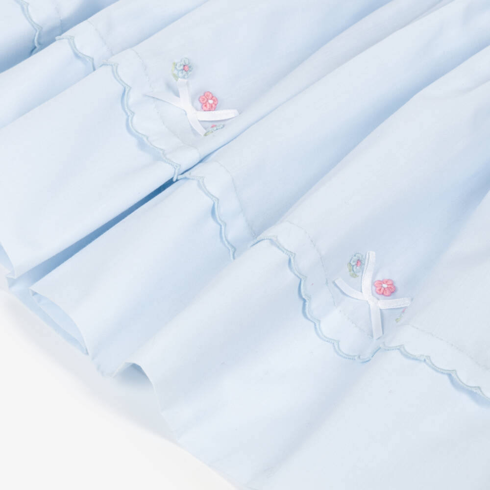 Sarah Louise-Girls Blue Dress with Hand Embroidered Florals | Childrensalon