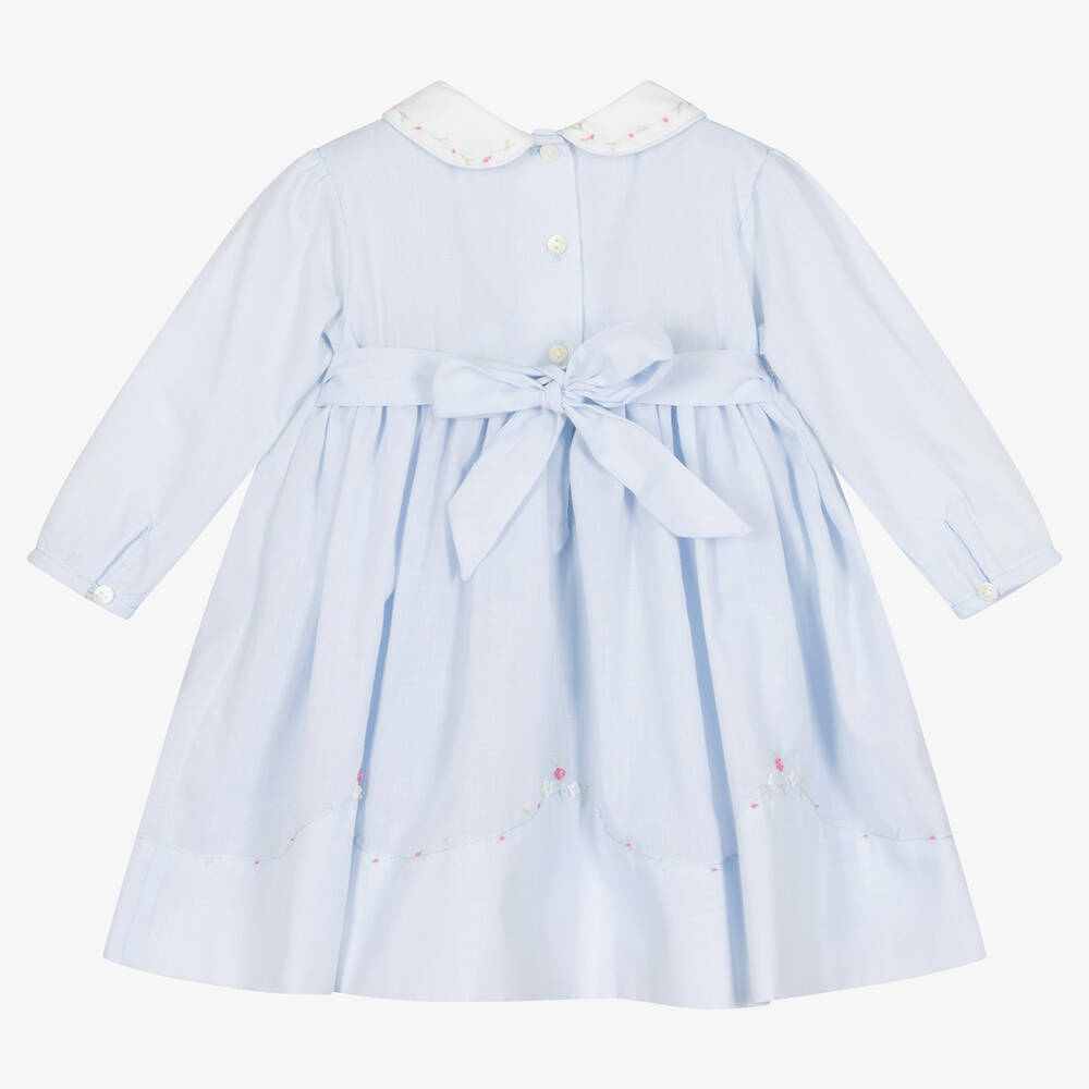 Sarah Louise-فستان تطريز سموكينغ لون أزرق | Childrensalon