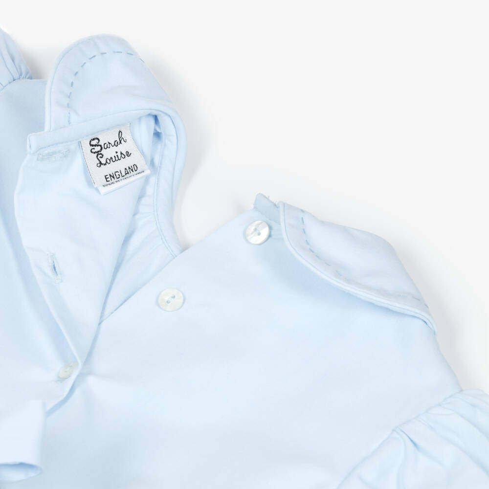 Sarah Louise-Платье голубое с ручной присборенной вышивкой цветов для девочек | Childrensalon