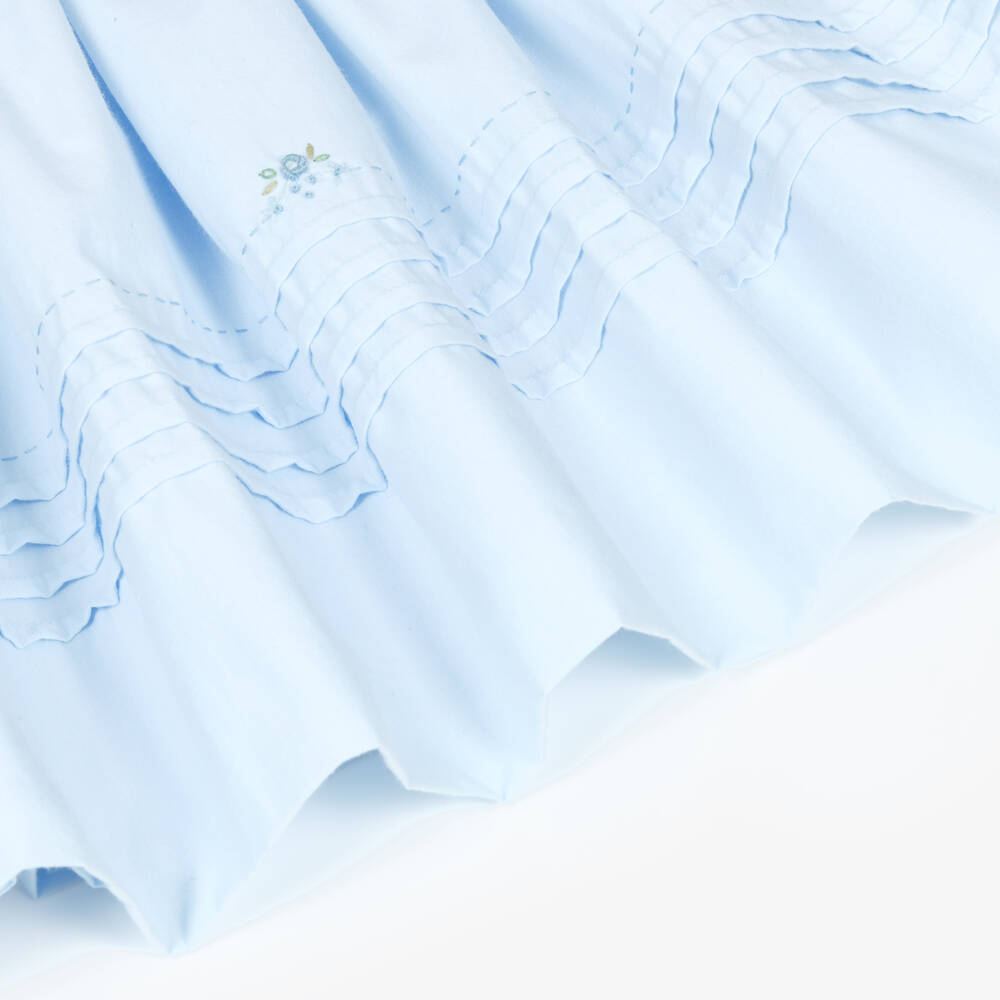 Sarah Louise-Платье голубое с ручной присборенной вышивкой цветов для девочек | Childrensalon