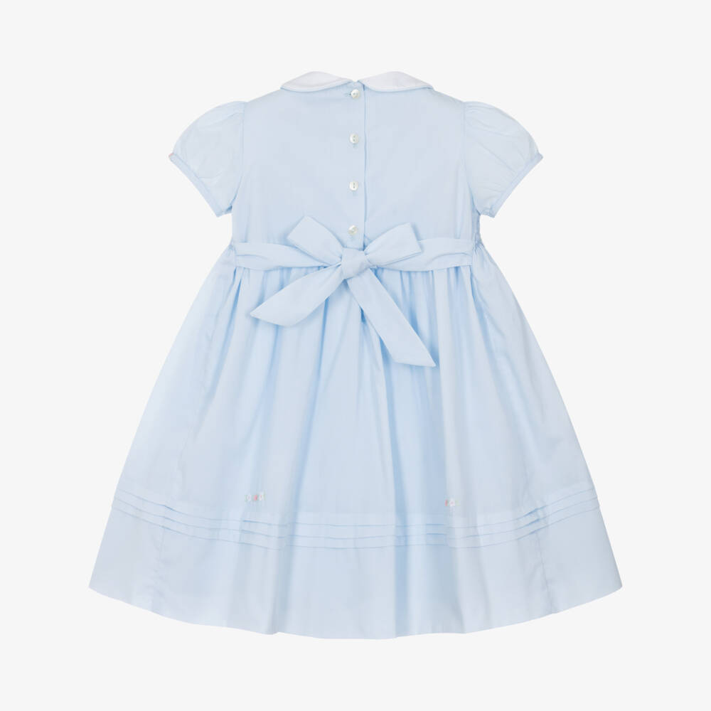 Sarah Louise-Girls Blue Hand-Smocked & Embroidered Dress | Childrensalon
