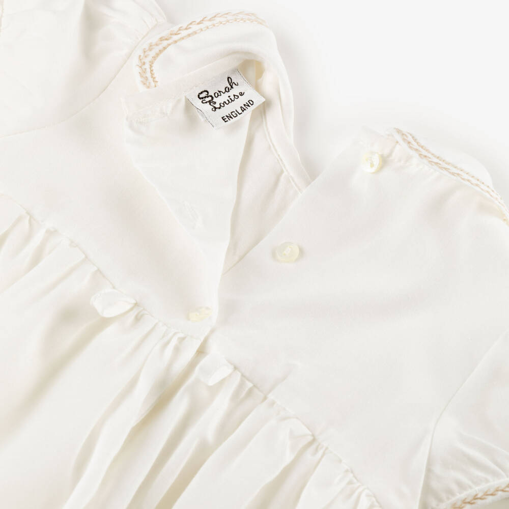 Sarah Louise-Girls Ivory & Beige Hand-Smocked Dress | Childrensalon