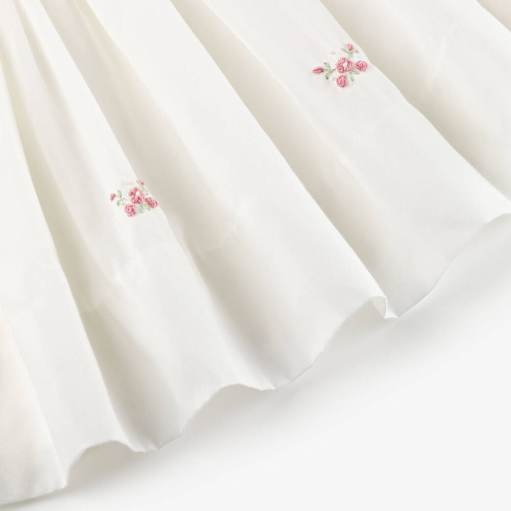 Sarah Louise-Girls Ivory & Blush Pink Hand-Embroidered Bow Dress | Childrensalon