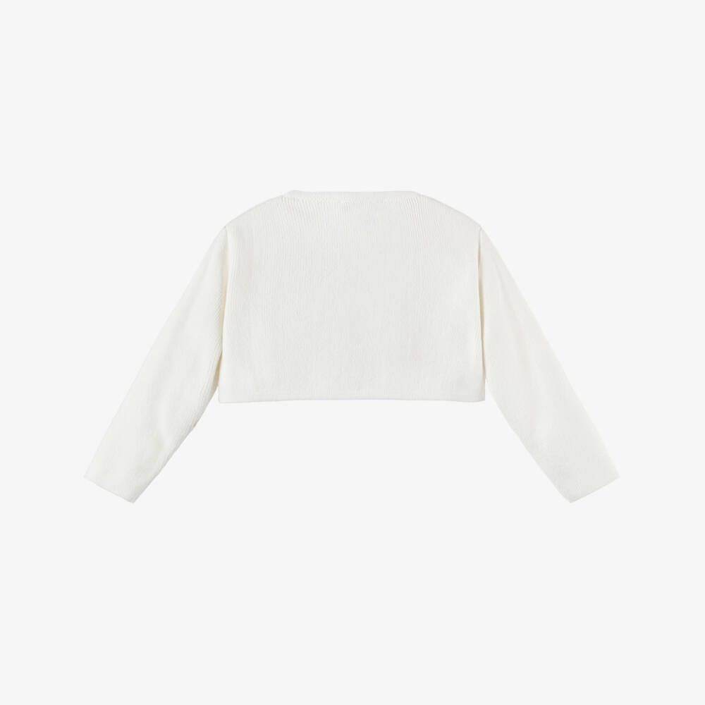 Sarah Louise-Girls Ivory Cotton Bolero Knitted Cardigan | Childrensalon