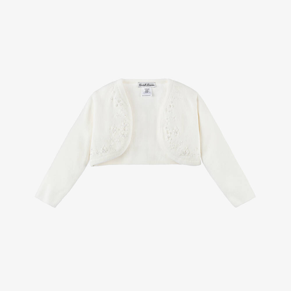 Sarah Louise-Girls Ivory Cotton Bolero Knitted Cardigan | Childrensalon