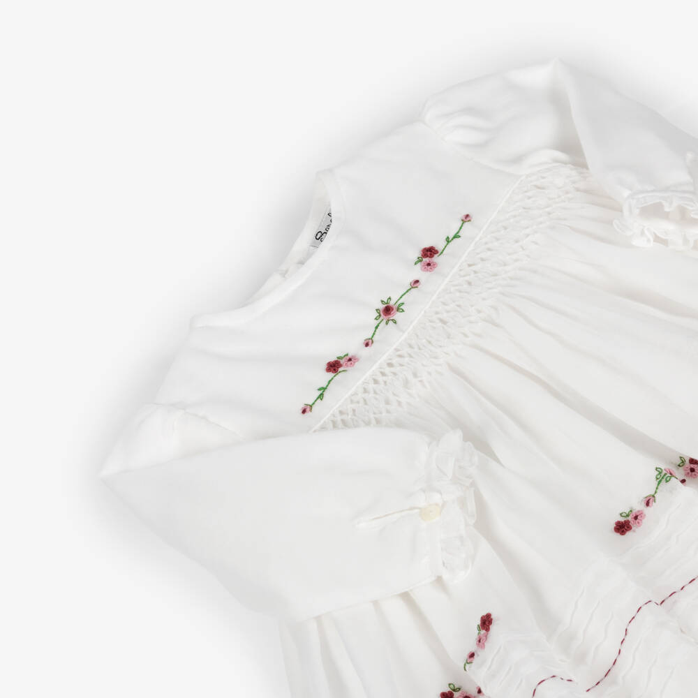 Sarah Louise-Girls Ivory Hand-Embroidered Voile Dress | Childrensalon