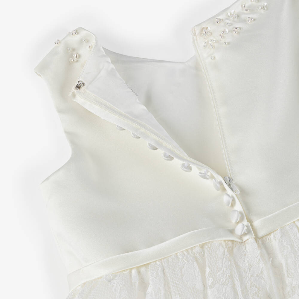 Sarah Louise-Girls Ivory Lace Dress & Bolero Set with Sequins & Pearl Trim | Childrensalon