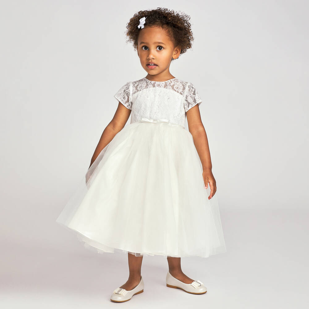 Sarah Louise-Кремовое платье из тюля и кружева | Childrensalon