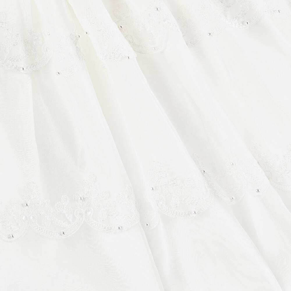 Sarah Louise-Girls Ivory Organza Dress with Scalloped Trims | Childrensalon