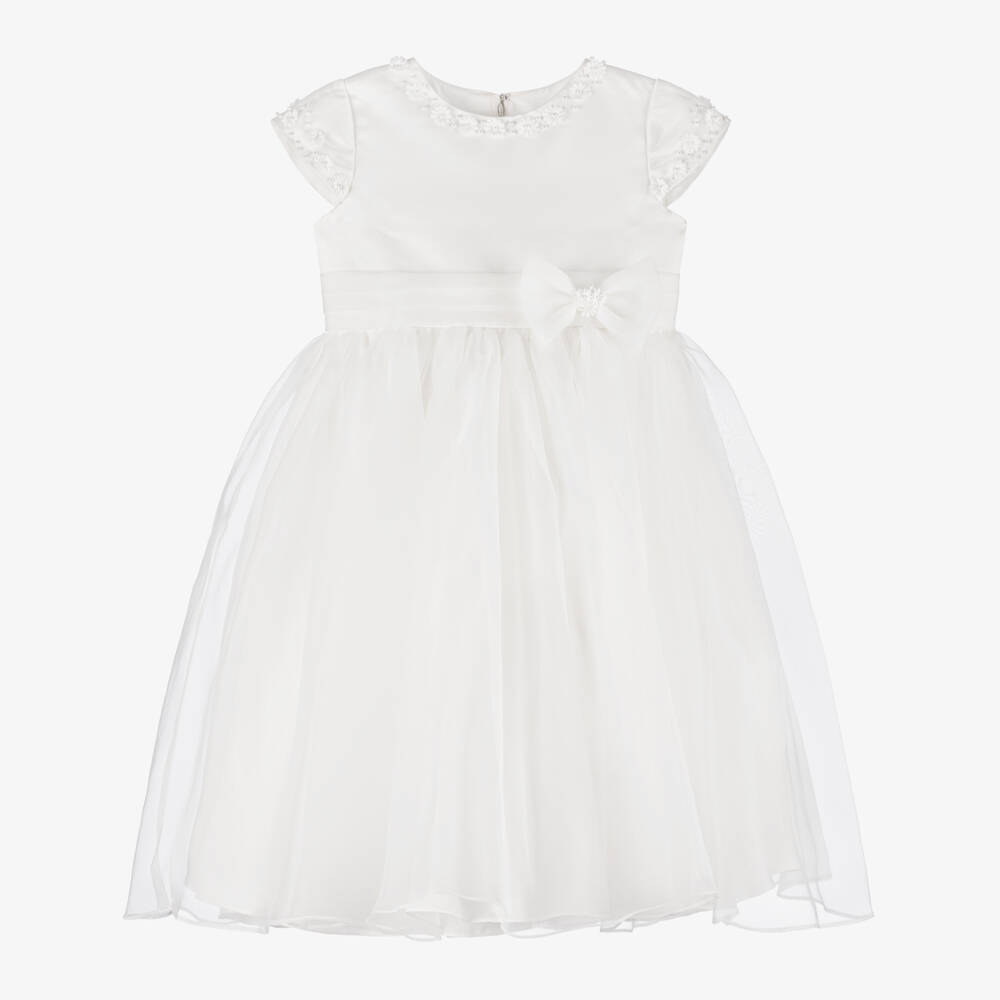 Sarah Louise-Кремовое платье из атласа и органзы | Childrensalon