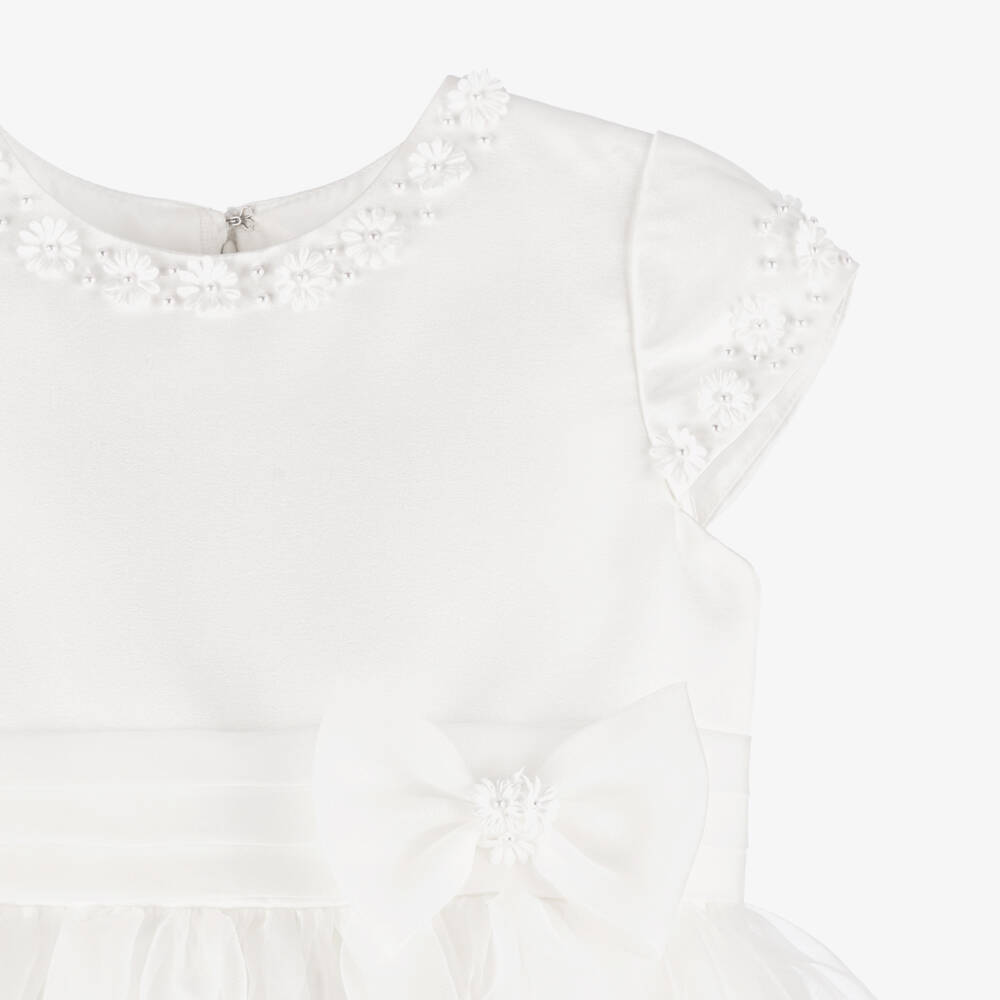 Sarah Louise-Кремовое платье из атласа и органзы | Childrensalon