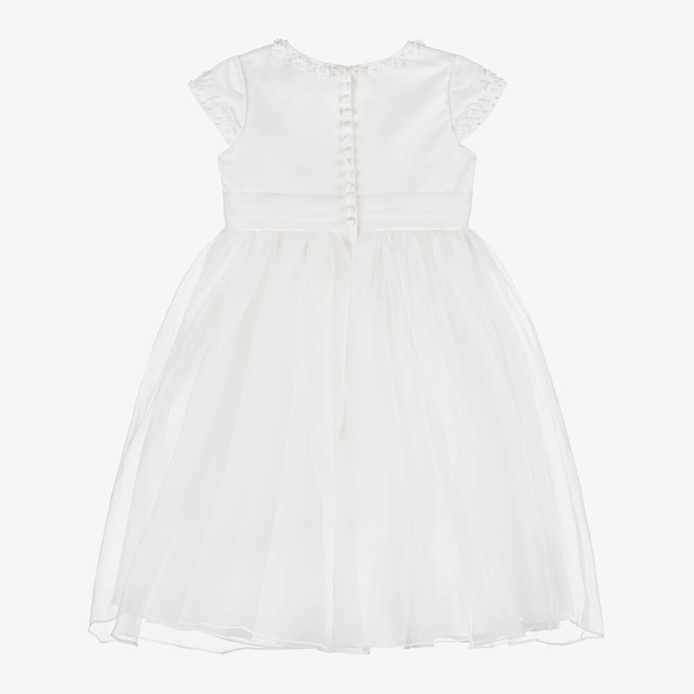 Sarah Louise-Кремовое платье из атласа и органзы | Childrensalon