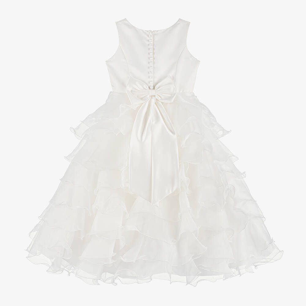 Sarah Louise-Girls Long Ivory Ruffle Dress  | Childrensalon