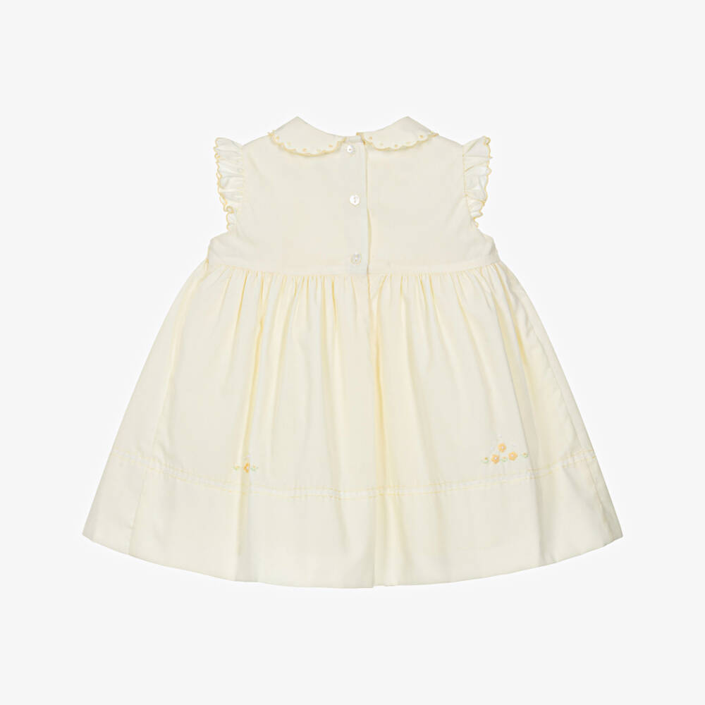 Sarah Louise-فستان بتطريز سموك لون أصفر | Childrensalon