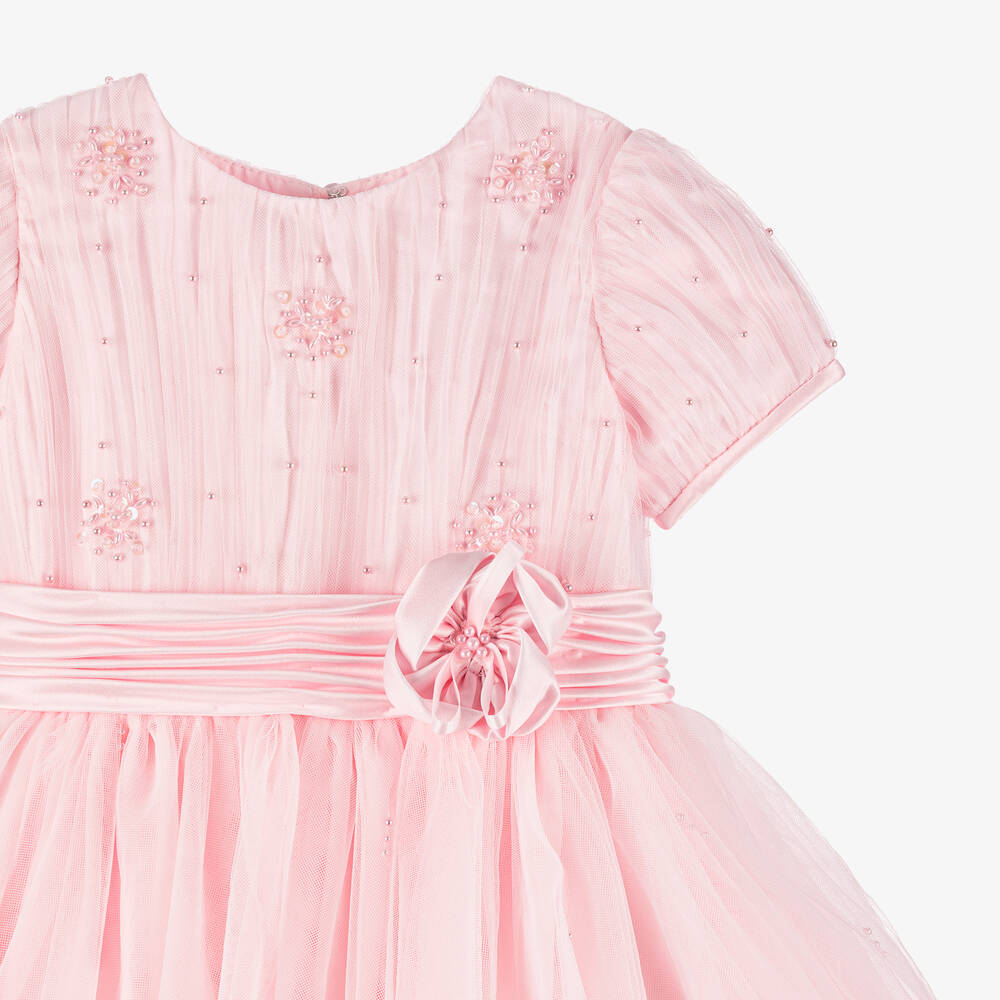 Sarah Louise-فستان تول مزين بخرز لون زهري | Childrensalon