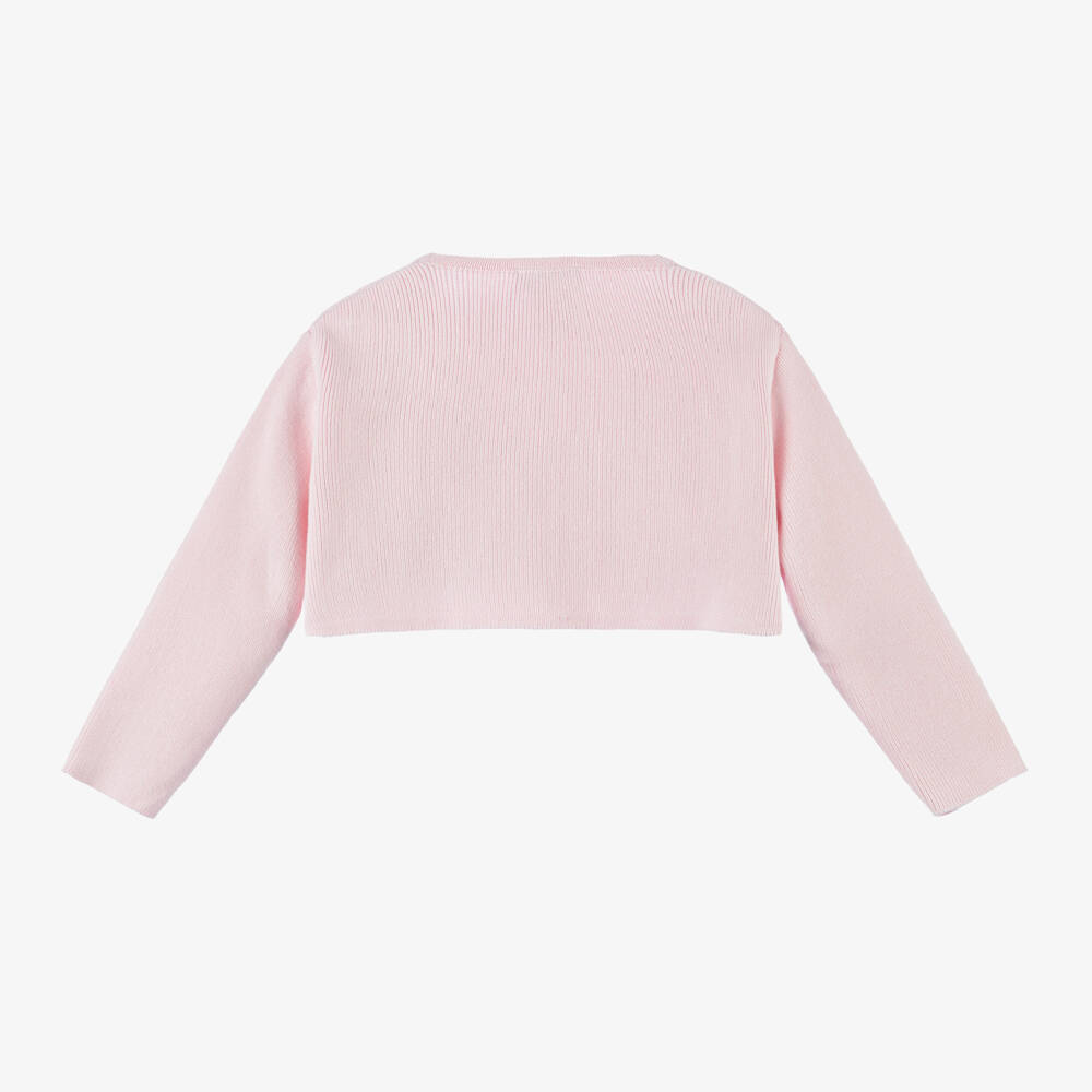 Sarah Louise-Girls Pink Cotton Bolero Knitted Cardigan | Childrensalon