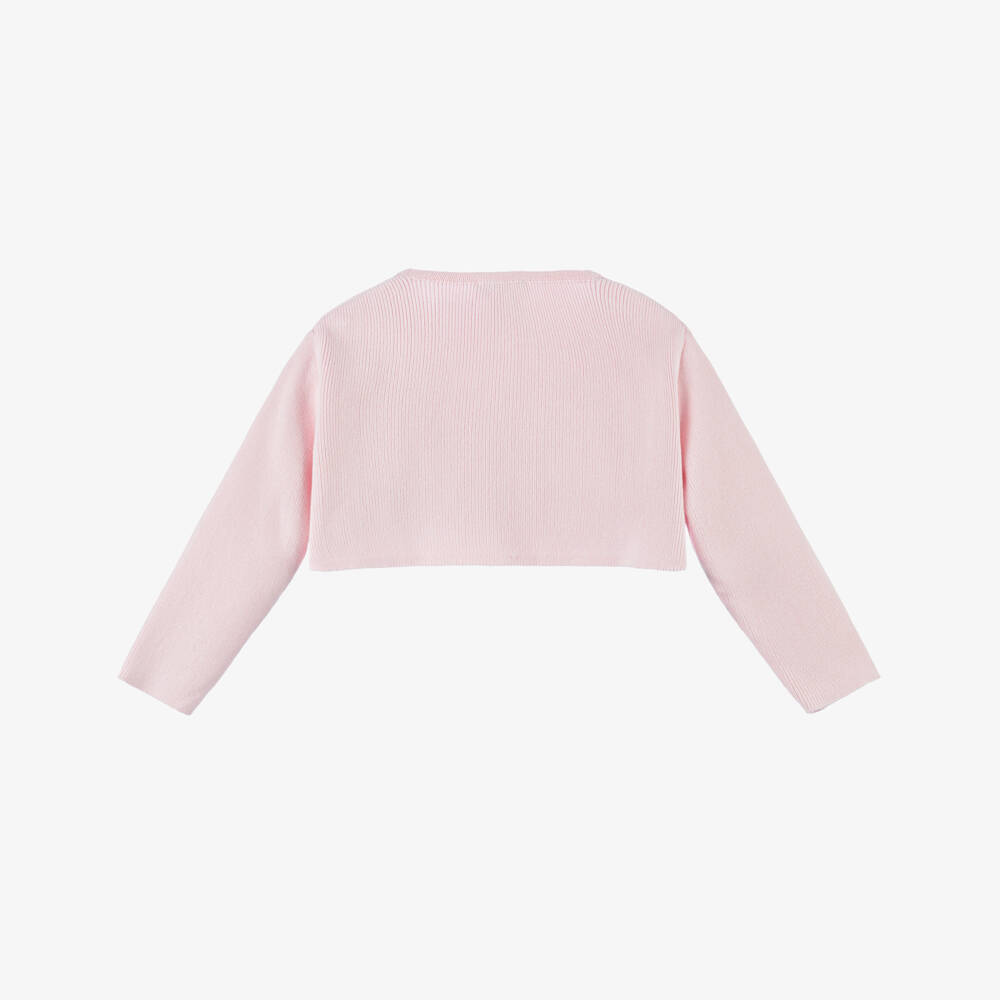Sarah Louise-Girls Pink Cotton Bolero Knitted Cardigan | Childrensalon