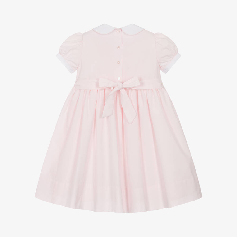 Sarah Louise-فستان تطريز سموك قطن لون زهري | Childrensalon