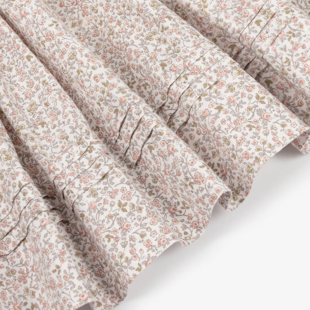 Sarah Louise-Платье розовое из хлопка в цветочек с ручной присборенной вышивкой | Childrensalon