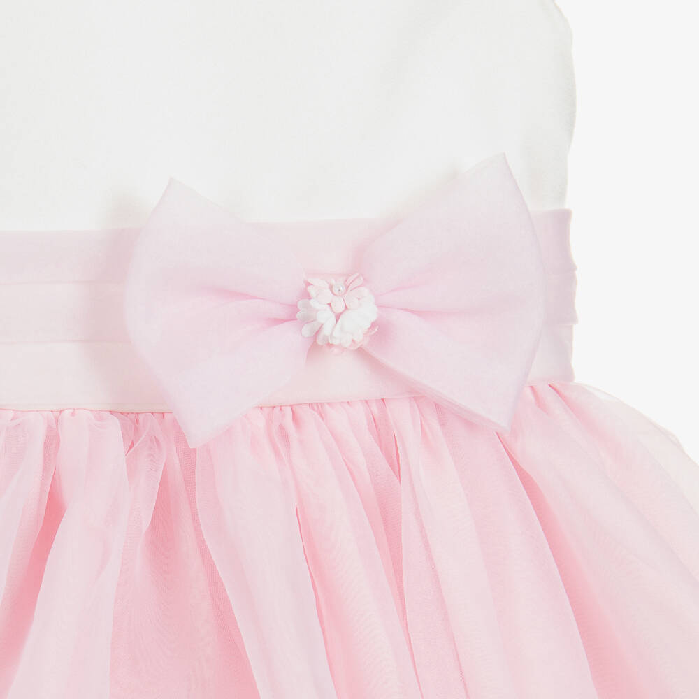 Sarah Louise-Girls Pink Organza & Satin Dress | Childrensalon