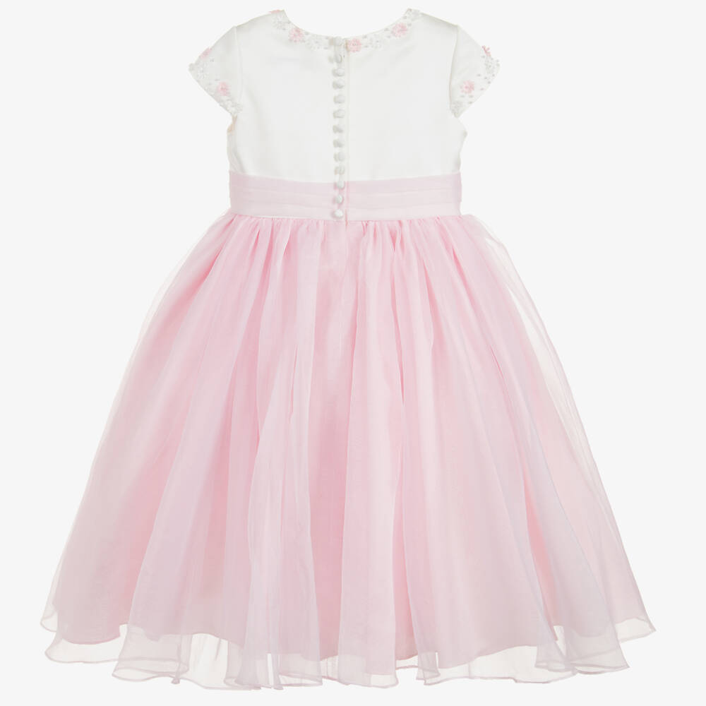Sarah Louise-Girls Pink Organza & Satin Dress | Childrensalon