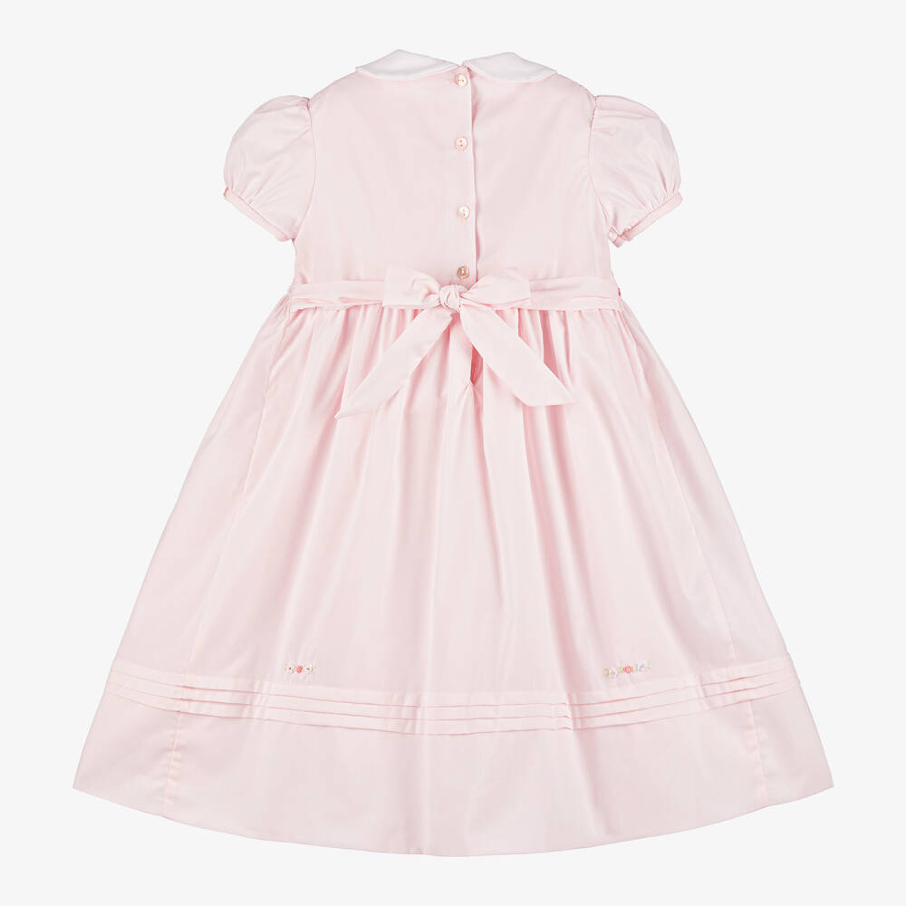 Sarah Louise-فستان تطريز سموك قطن لون زهري | Childrensalon