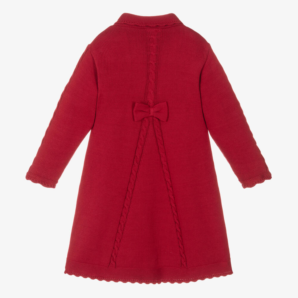 Sarah Louise-Girls Red Cotton Knit Coat | Childrensalon