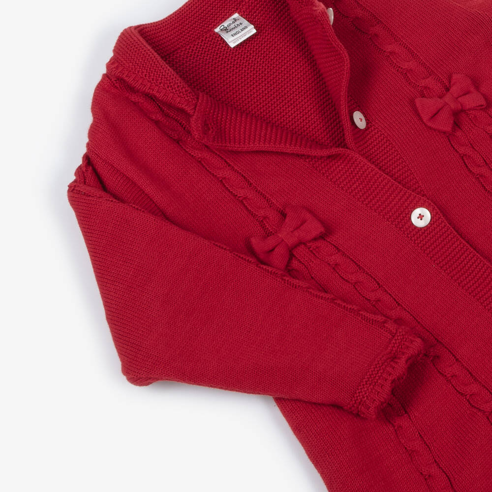 Sarah Louise-Girls Red Cotton Knit Coat | Childrensalon