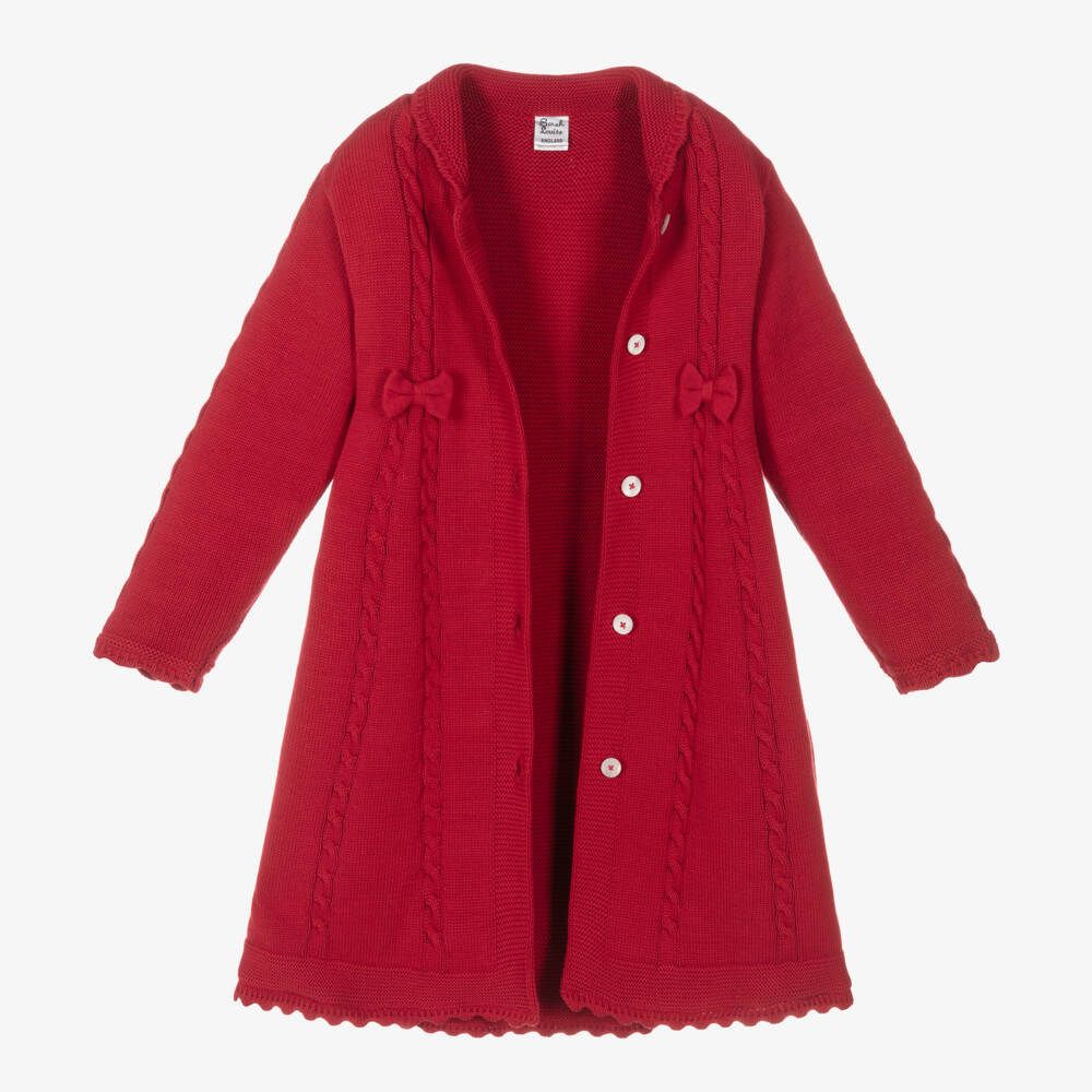 Sarah Louise-Girls Red Cotton Knit Coat | Childrensalon