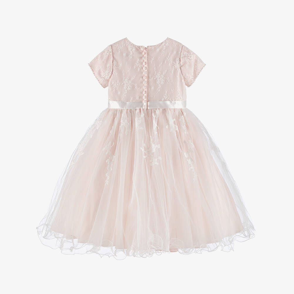 Sarah Louise-فستان تول مزين بالزهور والخرز لون زهري للبنات  | Childrensalon
