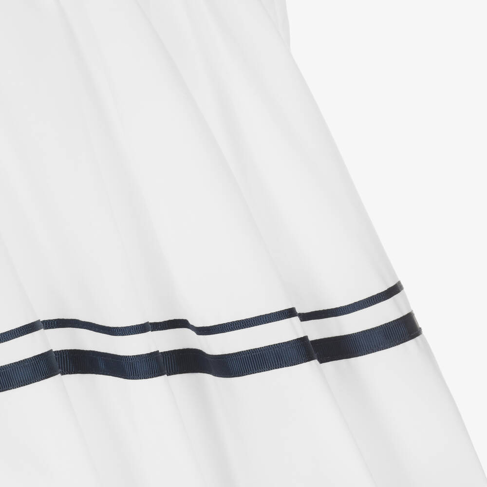 Sarah Louise-فستان قطن بوبلين لون أبيض وكحلي أطفال بناتي | Childrensalon