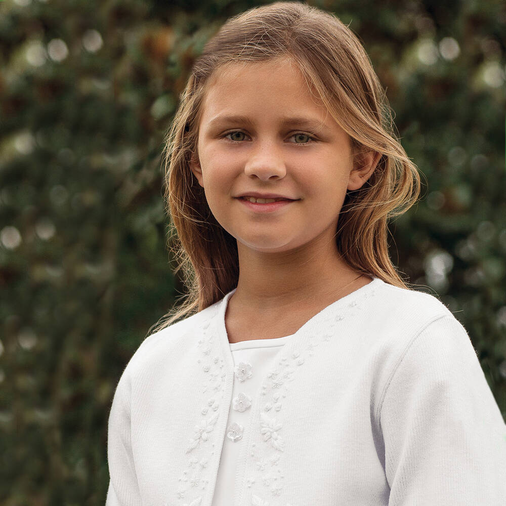 Sarah Louise-Белый хлопковый кардиган для девочек | Childrensalon