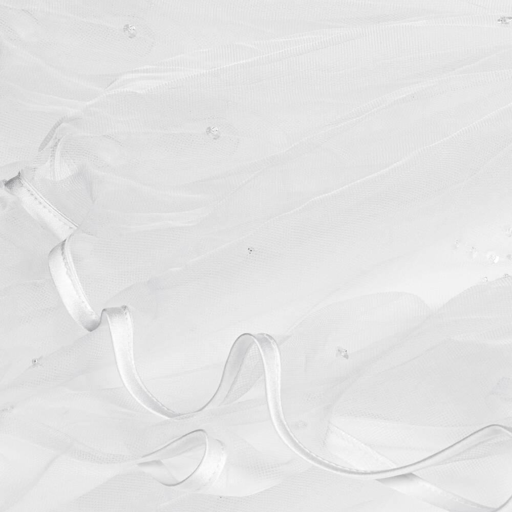 Sarah Louise-Girls White Embellished Tulle Communion Veil | Childrensalon