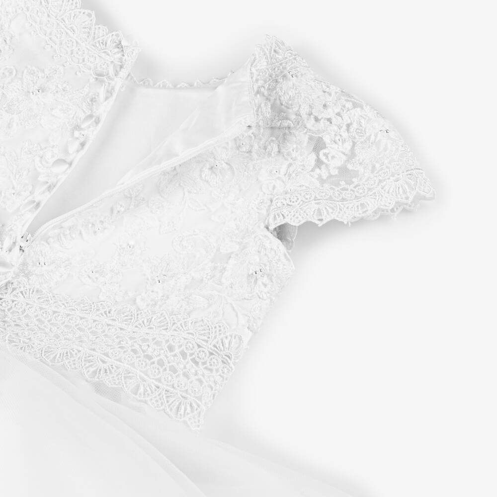 Sarah Louise-فستان تول مزين بخرز لون أبيض | Childrensalon