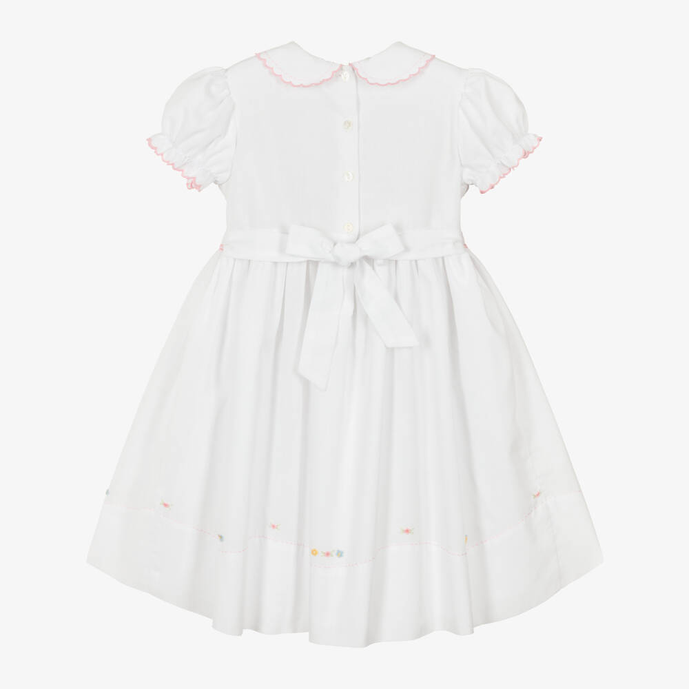 Sarah Louise-Girls White Hand-Embroidered Dress | Childrensalon