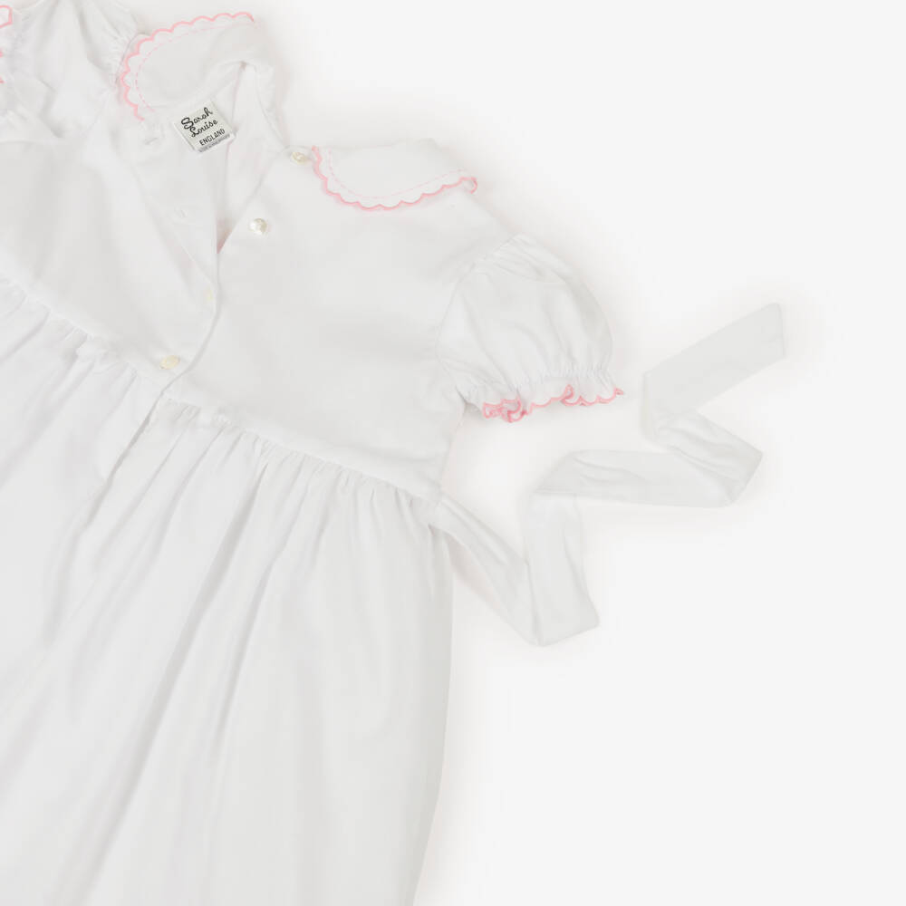 Sarah Louise-Girls White Hand-Embroidered Dress | Childrensalon