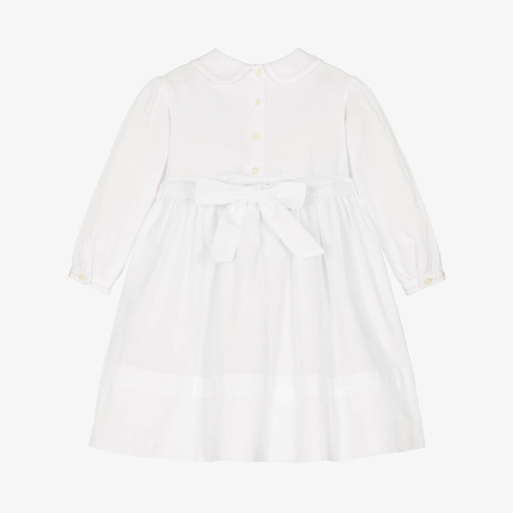 Sarah Louise-Girls White Hand-Embroidered Dress | Childrensalon