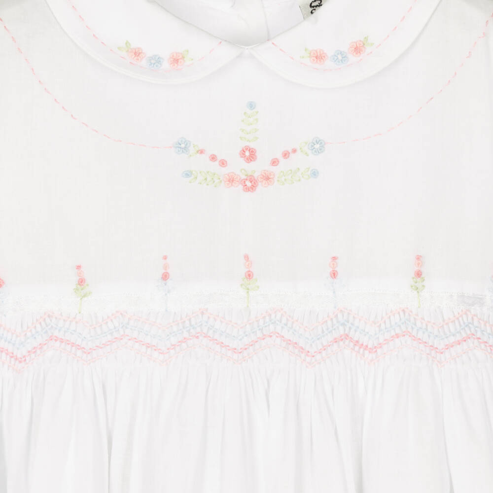Sarah Louise-Girls White Hand-Embroidered Dress | Childrensalon