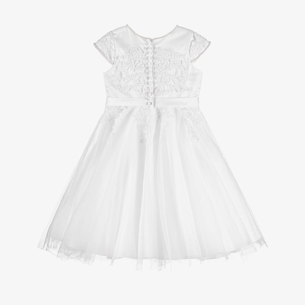 Sarah Louise-Белое платье из тюля с кружевом | Childrensalon